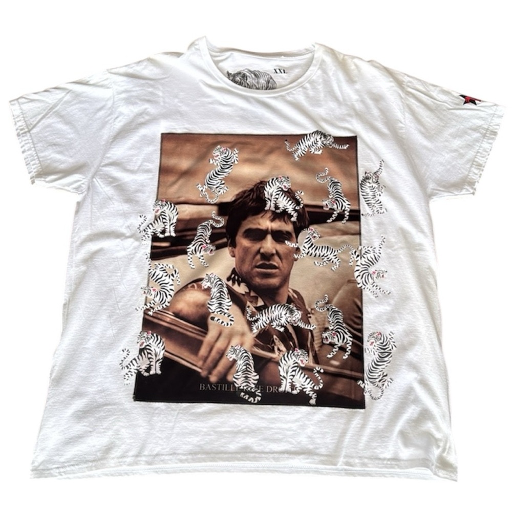 Bastille Men’s White Mafia T-Shirt XXL -  Al Pacino Print, Made in Italy NWOT